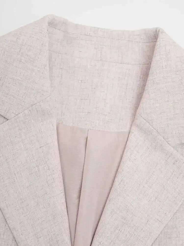 Women Apricot Hollow Out Color-block Elegant Blazer New Lapel Long Sleeve Jacket Fashion Tide Spring Autumn 2025 CPDB238