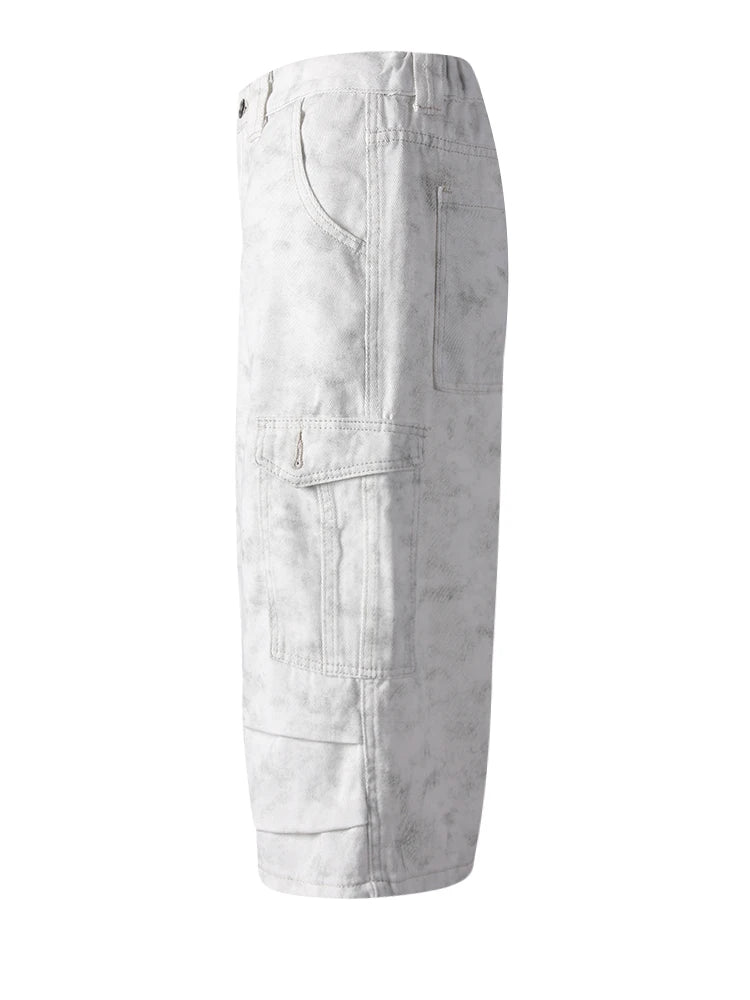 High Waist White Printed Pockets Pleated Calf-Length Pants New Trousers Women Fashion Tide Spring Autumn 2025 CPG3276