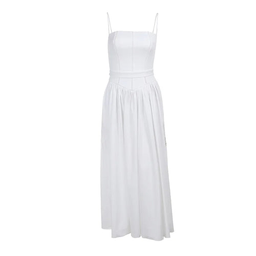 Load image into Gallery viewer, Elegant White Sundress Spaghetti Strap Backless Midi Dress For Women Fashion Sleeveless A-line Loose Long Dress New
