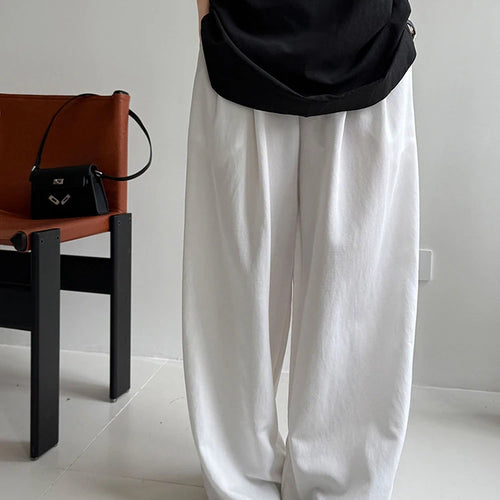 Load image into Gallery viewer, High Waist White Blue Brief Pocket Casual Long Wide Leg Pants New Trousers Women Fashion Tide Spring Autumn 2025 1DJ1357

