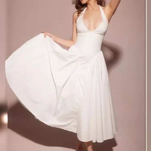 Load image into Gallery viewer, Elegant Sleeveless Bodycon Long Dress Women 2024 Summer New Sexy Hanging Neck Deep V-Neck Vestido Backless Evening Dress
