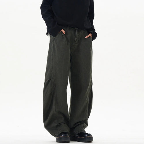 Load image into Gallery viewer, Men's Causal Pants New American Style Washed Design Pleated Curved Knife Trendy Male Loose Wide Leg Trousers Summer 9W1901
