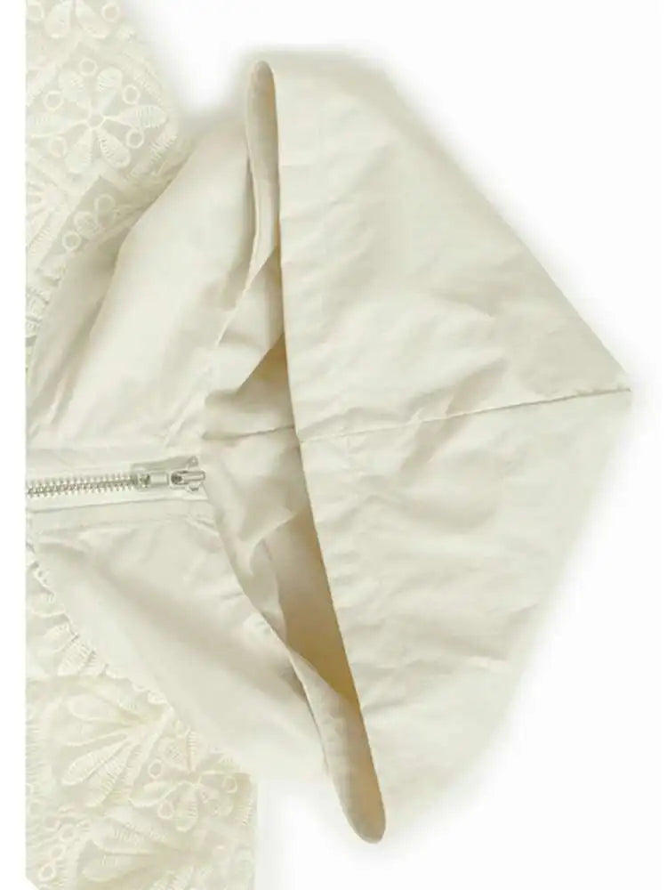 Apricot Lace Perspective Big Size Elegant Jacket New Hooded Long Sleeve Women Coat Fashion Tide Spring Autumn 2025 1DH9294