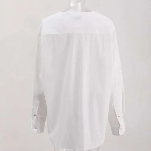 Load image into Gallery viewer, Women White Irreuglar Button Big Size Elegant Blouse New Round Neck Long Sleeve Shirt Fashion Spring Autumn 2025 CPG1558
