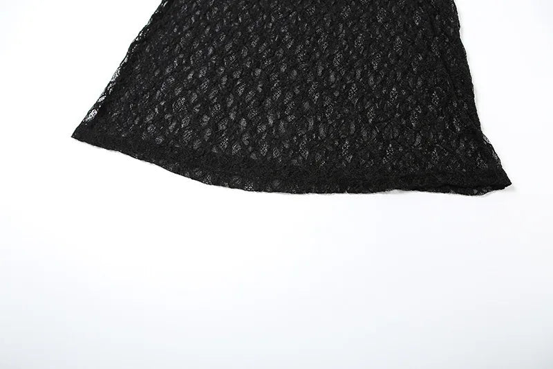 Strapless Sexy Tops And Skirt 2 Pieces Sets Wome Lace Sleeveless Crop Tops And See Through Long Skirt Two Pieces Sets