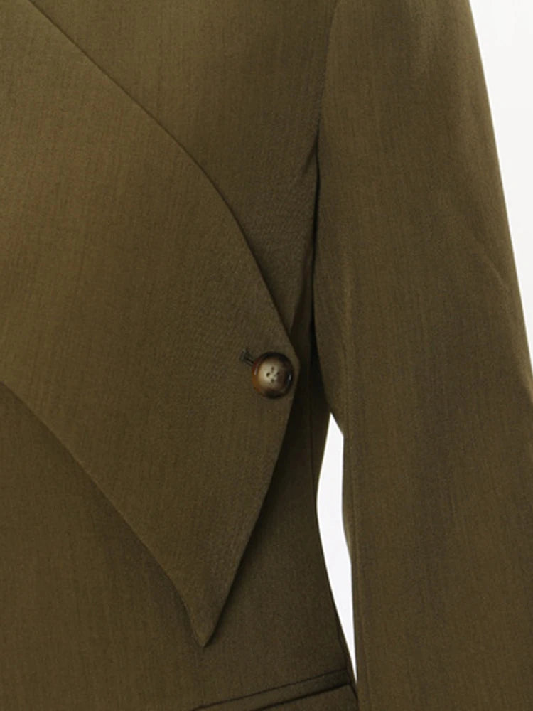 Women Wine Red Cross Irregular Elegant Blazer New V-neck Long Sleeve Jacket Fashion Tide Spring Autumn 2025 1DH7482