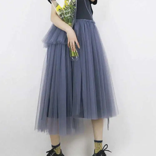 Load image into Gallery viewer, Women Green Mesh Irregular Elegant Dress New Round Neck Sleeveless Loose Fit Fashion Tide Spring Summer 2025 1DF9867
