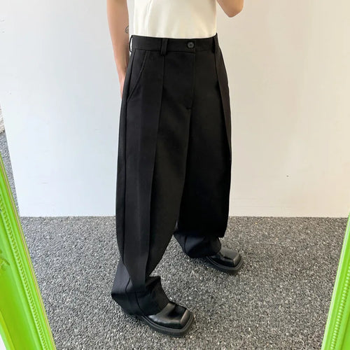 Load image into Gallery viewer, Fashion Trend Wide Leg Pants Men&#39;s Summer Individuality Pleated Looes Solid Color Lovers&#39; Trousers Men 9C5805
