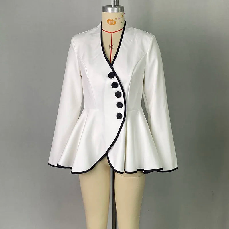 Fall Women’s Original Jacket Outerwear 2025 Spring Deep V-Neck Long Sleeves Buttoned Slim Elegant Ladies Clothing Tops