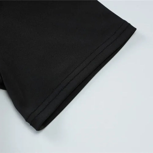 Load image into Gallery viewer, Short Sleeve Draped Sexy Mini Dress For Women Black Metal Buckle O Neck High Waist Bodycon Club Dress Vestido Clothes
