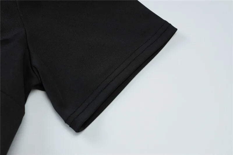 Short Sleeve Draped Sexy Mini Dress For Women Black Metal Buckle O Neck High Waist Bodycon Club Dress Vestido Clothes