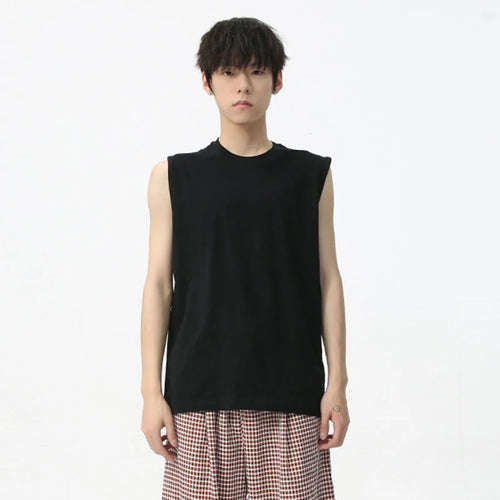 Load image into Gallery viewer, Men&#39;s Sleeveless Vest Sports Shoulder Round Neck Contrasted Design Korean Style Solid Color Casual Male Tank Top 9C5717
