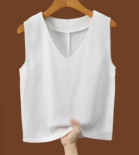 Women Summer Black White Festival Tank Tops Casual Brown Beige Lady V-neck Sleeveless Versatile Short Vest Clothing Simplicity