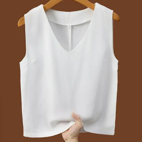 Load image into Gallery viewer, Women Summer Black White Festival Tank Tops Casual Brown Beige Lady V-neck Sleeveless Versatile Short Vest Clothing Simplicity
