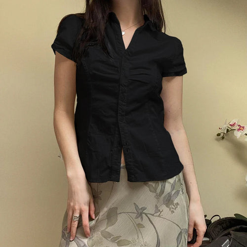 Load image into Gallery viewer, Y2K Chic White Summer Blouse Women Folds Solid Slim Tie-Up Cropped Top French Korean Shirts Cardigan Short Sleeve New
