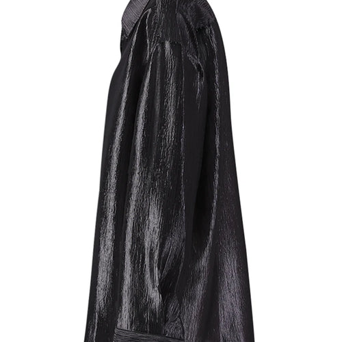 Load image into Gallery viewer, Women Black Thin Ruffles Perspective Big Size Blouse New Lapel Long Sleeve Shirt Fashion Tide Spring Autumn 2025  CPG3108
