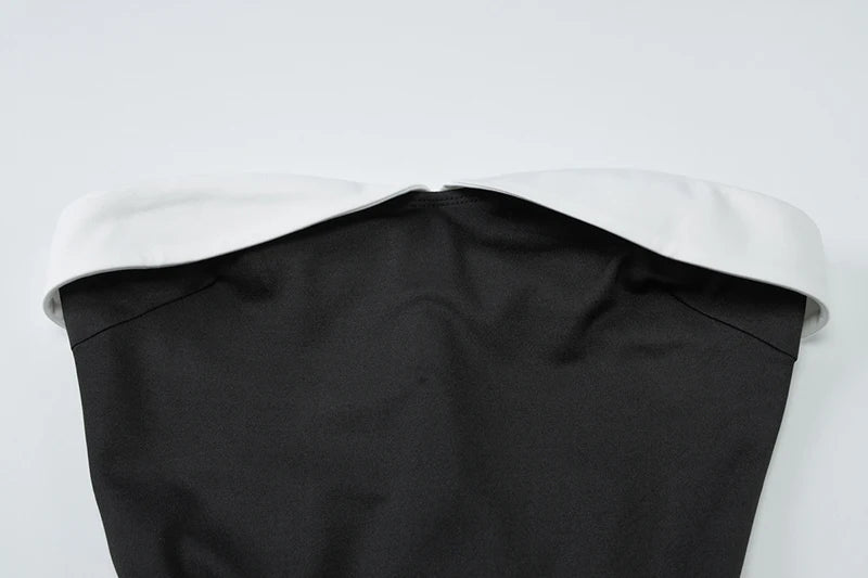 Sexy Sleeveless Patchwork Off-shoulder Backless Strapless Mini Dress For Women Solid Zipper Slim Sexy Club Party Dress