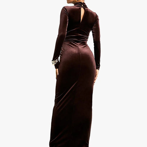 Load image into Gallery viewer, Elegant Long Sleeve Bodycon Korean Velvet Party Evening Dress Women Elastic Tight Vestido Autumn/Winter2025 New Clothing
