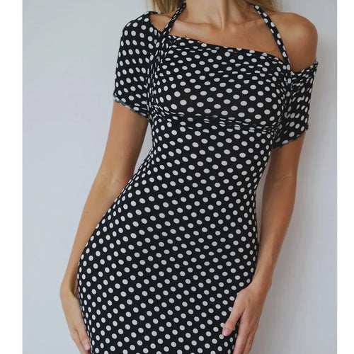 Load image into Gallery viewer, Elegant Sleeveless Hanging Collar One Shoulder Dress Women Sexy Backless Bodycon Slit Dress Party Holiday Beach Vestido

