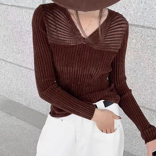 Load image into Gallery viewer, Sexy V Neck Solid Red Velvet Sweaters Korean Fashion Autumn Winter Slim Pull Femme Basics Pullovers  C-299

