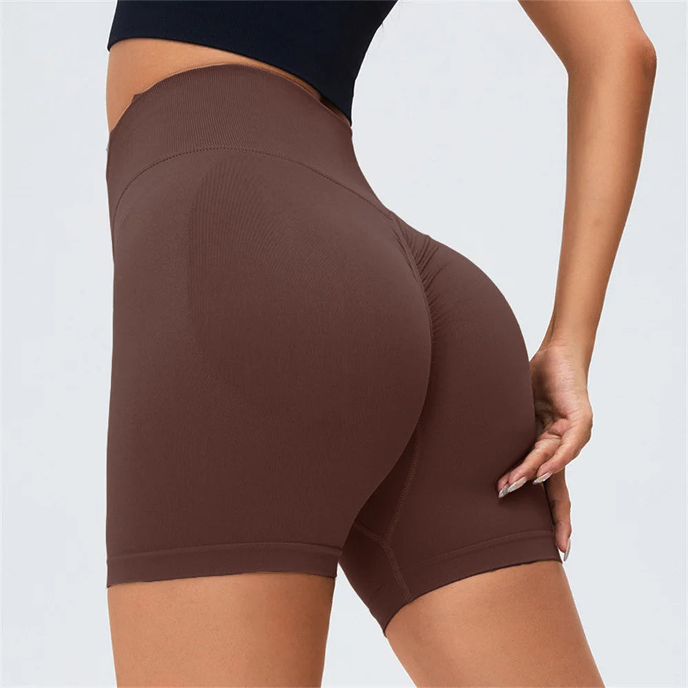 S-XL High Waist Women Yoga Shorts Push Up Fitness Tights Seamless Biker Shorts Scrunch Butt Gym Peach Buttocks Active Wear