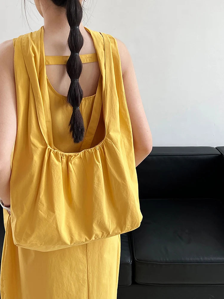 Women Blue With Bag Brief Elegant Long Vest Dress New Round Neck Sleeveless Fashion Tide Spring Autumn 2025 1DJ1112