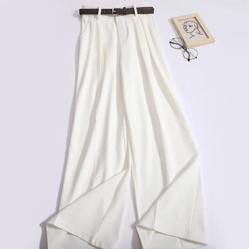 Spring Summer Solid Casual Versatile Long Pants Women's High Waist Wide Leg Loose Pleated Trousers Simplicity Streetwear popular