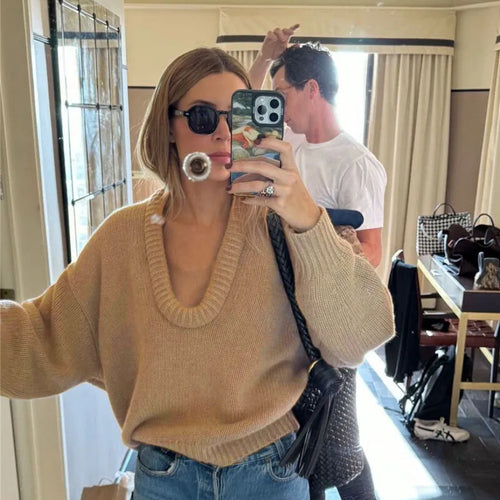 Load image into Gallery viewer, Long Sleeve Loose Knit Sweater Women Winter O Neck Pullovers Casual Warm Knitted Sweaters Tops Femme Knit Pullover Tops
