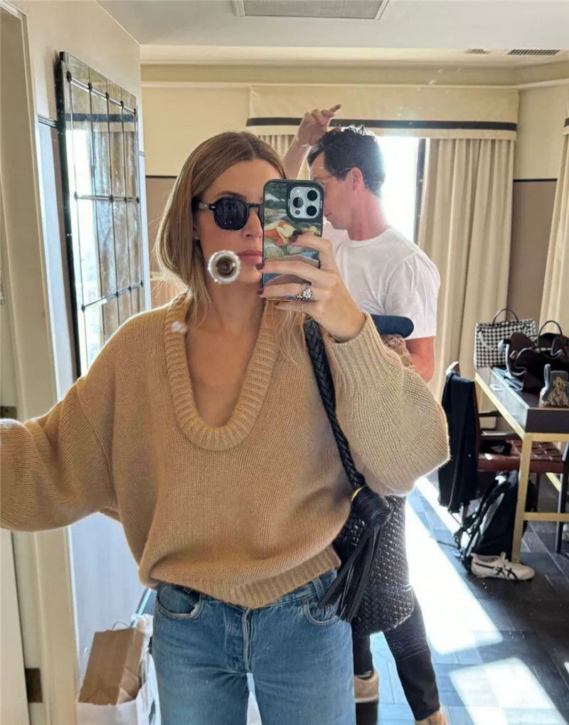 Long Sleeve Loose Knit Sweater Women Winter O Neck Pullovers Casual Warm Knitted Sweaters Tops Femme Knit Pullover Tops