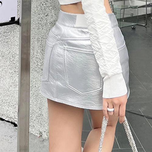 Load image into Gallery viewer, Solid Mini Skirt For Women High Waist PU Leather Minimalist Skirts Female Summer Fashion Clothing Style
