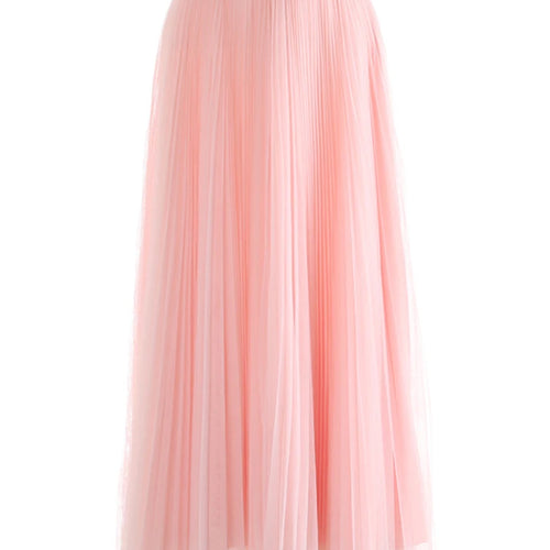 Load image into Gallery viewer, High Elastic Waist Rose Red Mesh Pleated Elegant  A-line Half-body Skirt Women Fashion Tide New Spring Autumn 2025 1DJ1079
