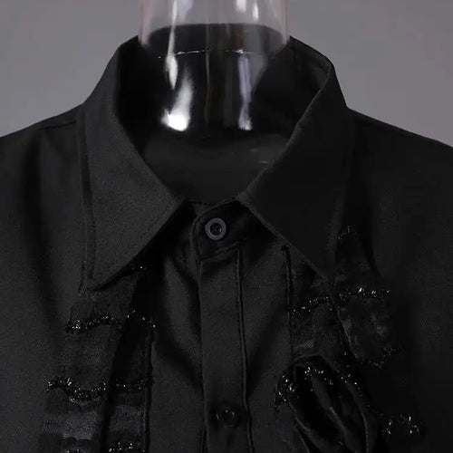 Load image into Gallery viewer, Women Black Three-dimensional Flower Big Size Blouse New Lapel Long Sleeve Shirt Fashion Tide Spring Autumn 2025 CPG2864
