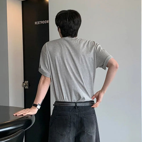 Load image into Gallery viewer, Men's Short SleeveT-shirts New Summer Loose Solid Color Korean Round Neck Style Pullover Casual Trendy Male Top 9W1611
