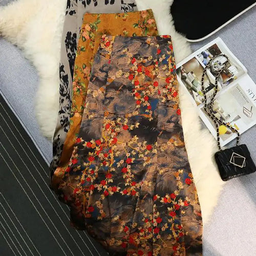 Load image into Gallery viewer, Vintage Women Fashion Bohemian Printed Slim Zipper Long Skirt Ladies Summer French High Waist Party Wrapped Hip Fishtail Skirts
