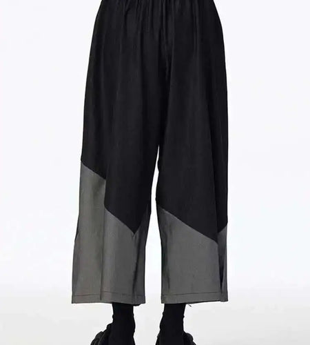 High Elastic Waist Black Denim Color-block Long Wide Leg Jeans New Women Trousers Fashion Tide Spring Autumn 2025 1DH6715