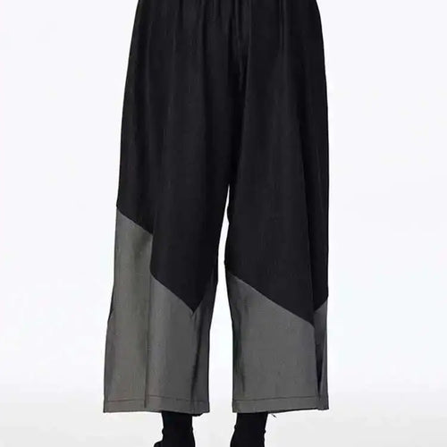 Load image into Gallery viewer, High Elastic Waist Black Denim Color-block Long Wide Leg Jeans New Women Trousers Fashion Tide Spring Autumn 2025 1DH6715
