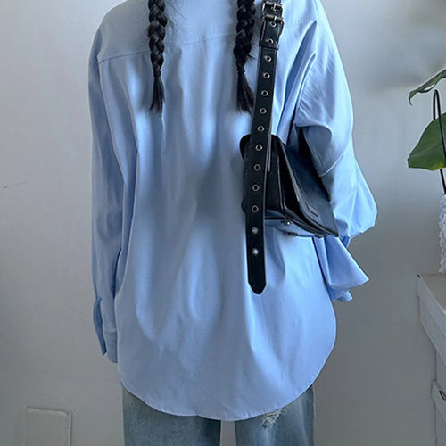 Load image into Gallery viewer, Women Blue Embroidery Big Size Vintage Casual Blouse New Lapel Long Sleeve Shirt Fashion Tide Spring Autumn 2025 1DJ1236
