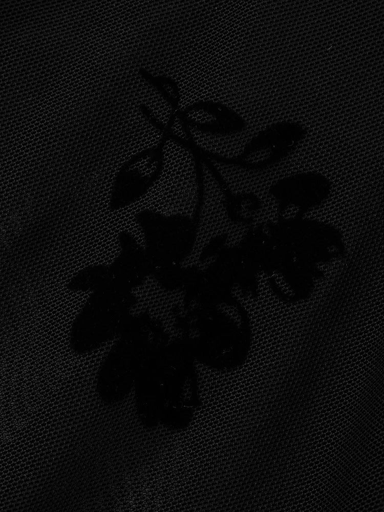 See Through Lace Sexy Mini Dress Women Patchwork Short Sleeve Square Collar Backless High Waist Pleated Club Dress