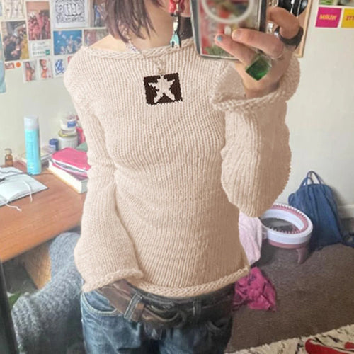 Load image into Gallery viewer, Fairycore Star Flare Sleeve Cute Autumn Sweater Women Y2K Vintage Clothes Knitted Pullover Kawaii Preppy Style Jumper
