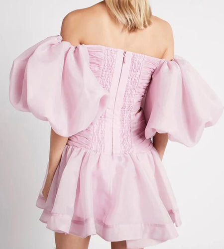 Sexy White Dress For Women Slash Neck Short Puff Sleeve High Waist Cut Out Mini A Line Dresses Female 2022 Summer Clothing