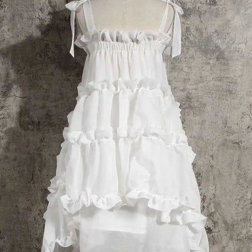 Load image into Gallery viewer, Women  Irregular Ruffles Spaghetti Strap Dress New Round Neck Long Sleeve Loose Fit Fashion Tide Spring Autumn 2025 1W571
