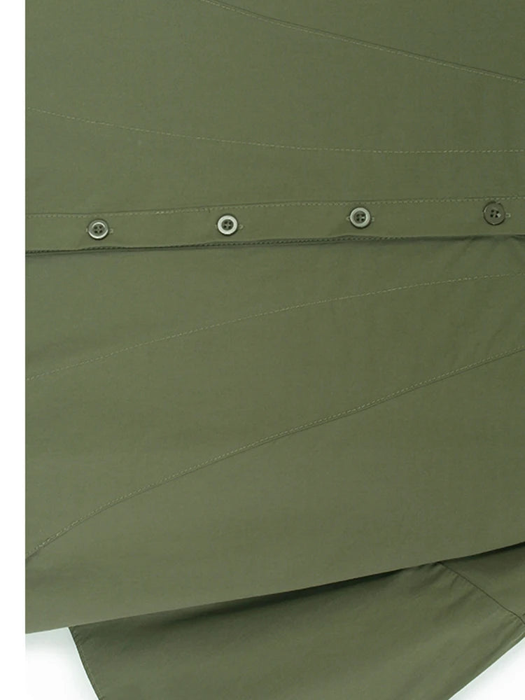 Women Green Big Size Elegant Knee-Length Shirt Dress New Stand Collar Long Sleeve Fashion Tide Spring Autumn 2025 1DJ0928