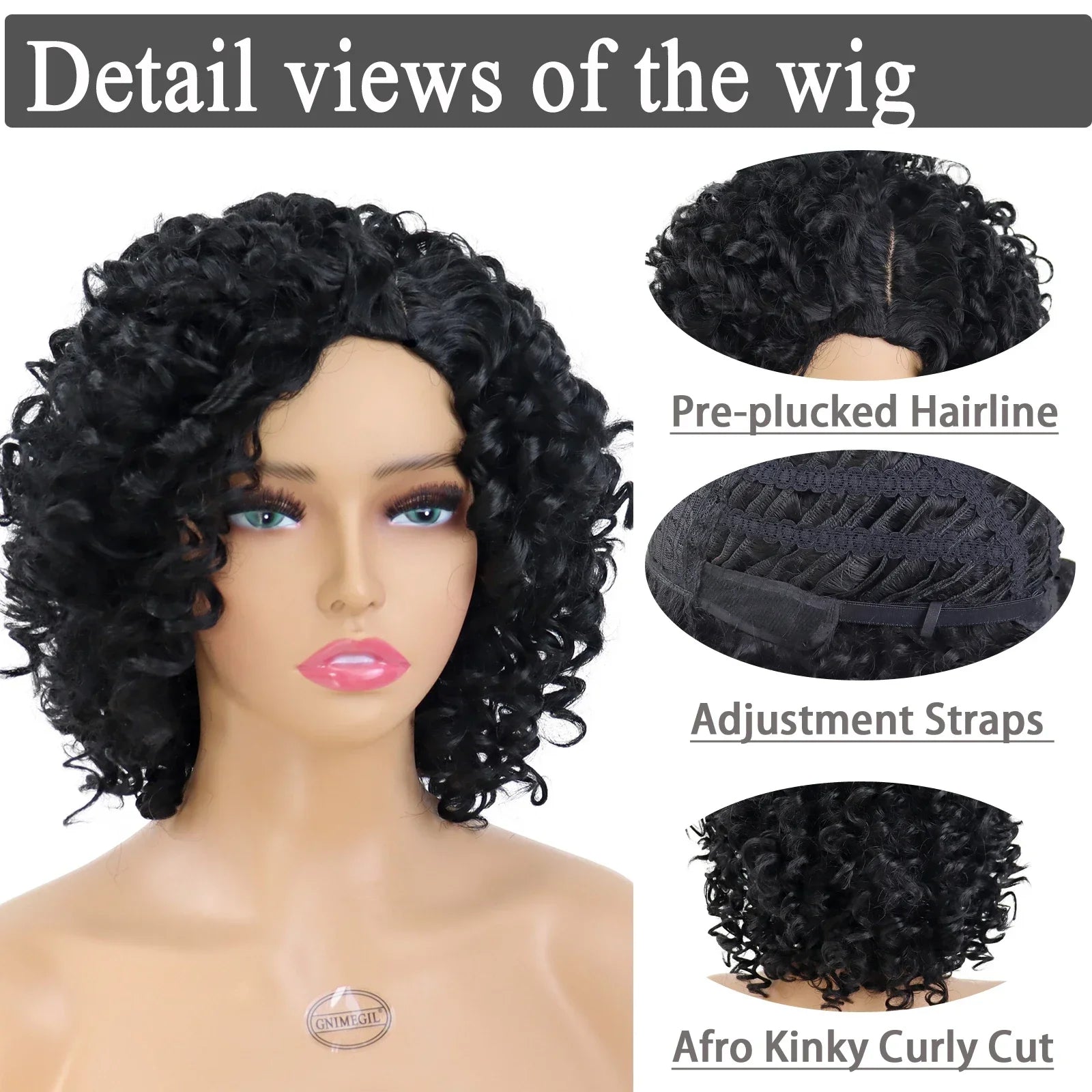 Synthetic Afro Curly Wigs for Women Wave African American Wig with Side Bangs Natural Hairstyles Soft Full Hair Replacement Wigs