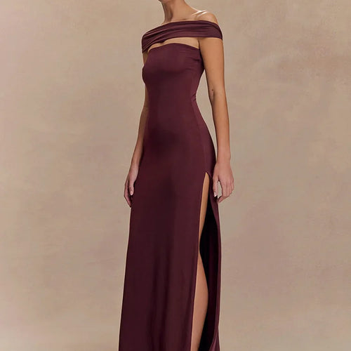 Load image into Gallery viewer, Off-shoulder Strapless Sexy Maxi Dress Women Gown Fashion  Sleeveless Backless High Waist Split Club Party Long Dress
