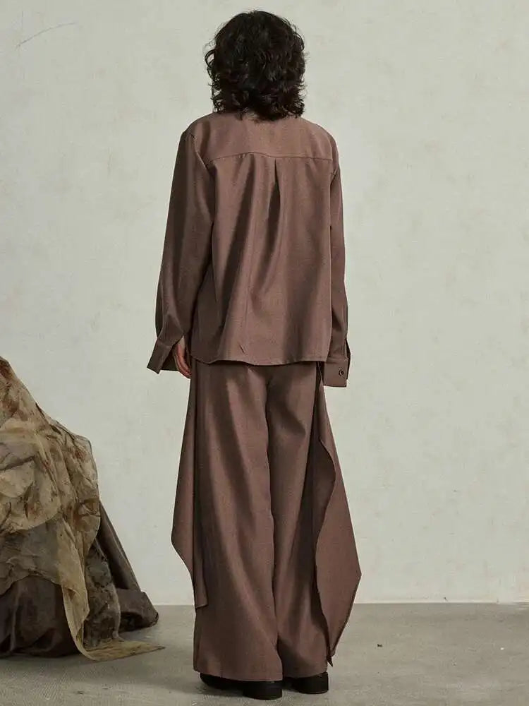 Big Size T-shirt Wide Leg Pants Two Piece Suit New Turtleneck Long Sleeve Women Fashion Tide Spring Autumn 2025 1DH4984