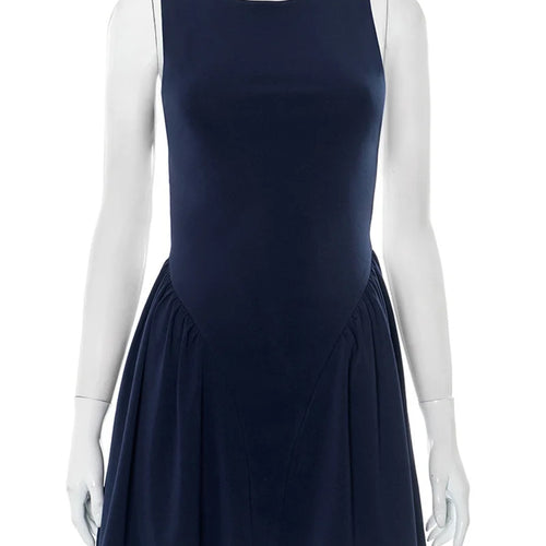 Load image into Gallery viewer, Backless Lace-up Sexy Mini Dress Women Robe Fashion O Neck Sleeveless High Waist A-line Club Party Dress Elegant
