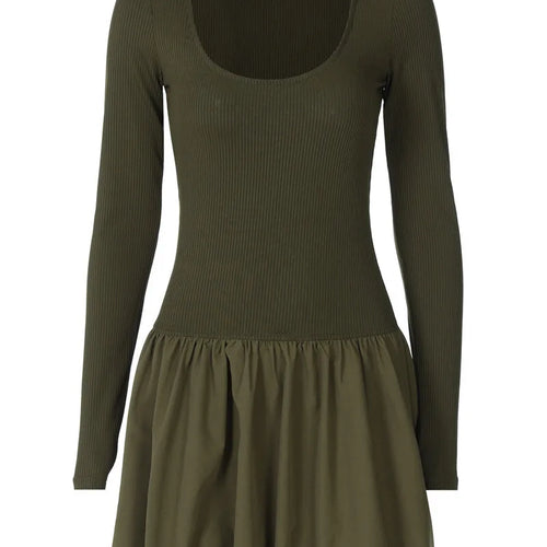 Load image into Gallery viewer, Long Sleeve Puffball Sexy Mini Dress For Women Autumn Winter New O Neck High Waist A-line Ruffled Pleated Dress
