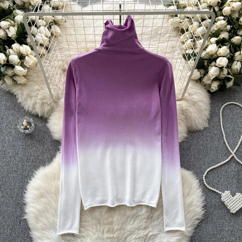 Load image into Gallery viewer, Women Vintage Elegant Long Sleeved Gradual Knitted Sweater Female Autumn New Turtleneck Slim Pullover Tops Fashion Versatile Y2k
