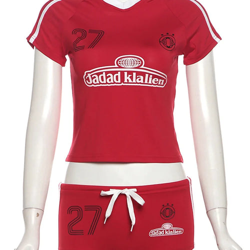 Load image into Gallery viewer, Letter Print Women 2 Piece Set Tracksuit Casual Sporty Mini Sleeve Crop Tops+Shorts Streetwear Cool tretch Matching Suit
