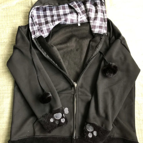 Load image into Gallery viewer, Japanese Zip Up Hoodie 2024 Women Clothing Cat Ear Hooded Sweatshirts for Women's Thicked Casual Fashion Hoodies Coats Y2k Tops
